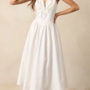 White Cotton Corset Maxi Dress